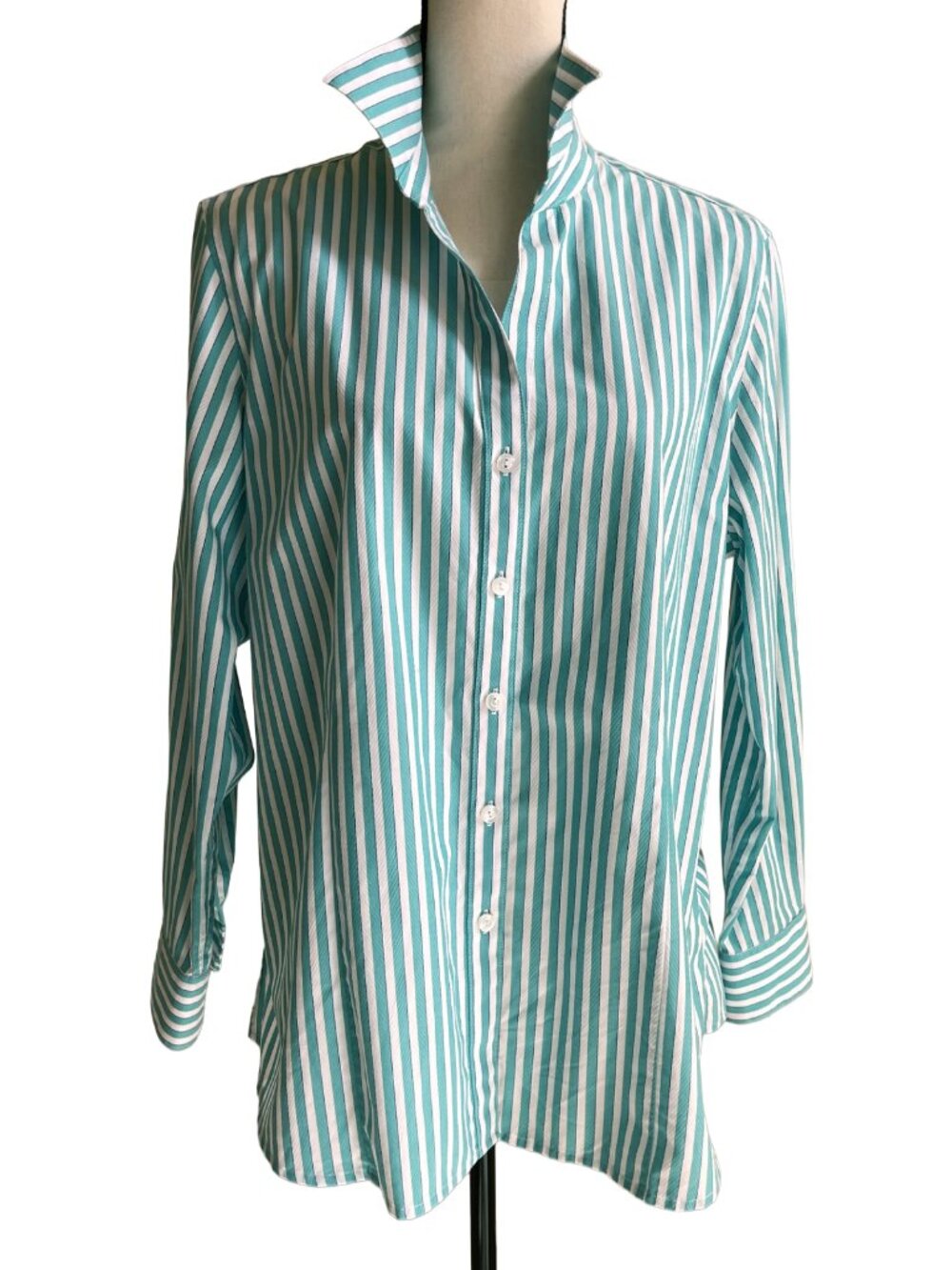 Foxcroft Wrinkle Free Shirt Blouse Top Cotton Stripe Long Sleeve Size XL